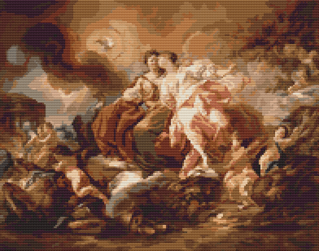 Justice and Peace by Corrado Giaquintos, featuring allegorical figures in a dynamic 18th-century painting.